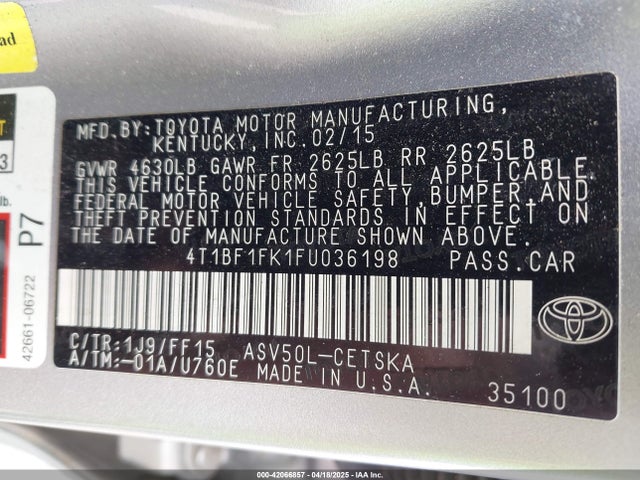 4T1BF1FK1FU036198 Toyota CAMRY SE