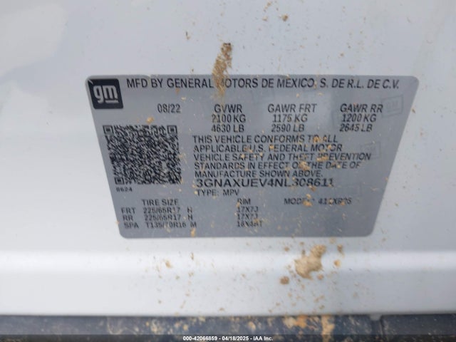 3GNAXUEV4NL308611 Chevrolet Equinox Awd Lt
