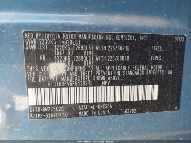 4T3T6RFV6PU130213 Toyota a25a-fxs, 3nm+4nm(li)