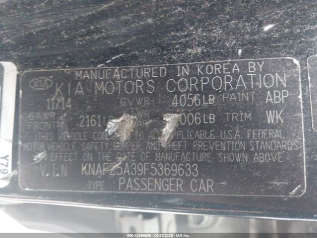 KNAFZ5A39F5369633 KIA FORTE SX
