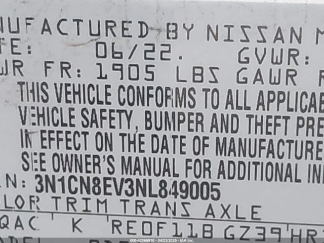 3N1CN8EV3NL849005 Nissan Versa 1.6 Sv Xtronic Cvt