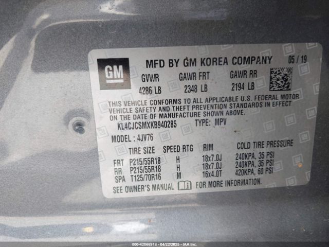 KL4CJCSMXKB940285 Buick Encore Fwd Essence