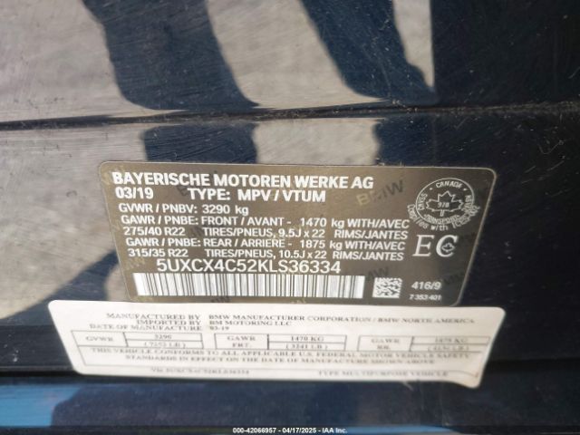 5UXCX4C52KLS36334 BMW X7 Xdrive50i