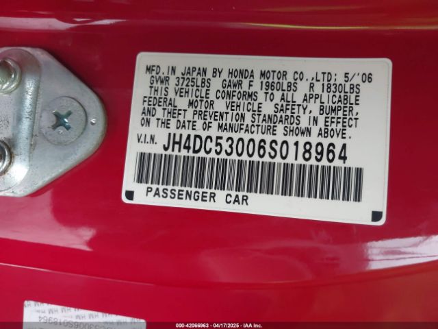 2006 ACURA RSX JH4DC53006S018964 Photo 8
