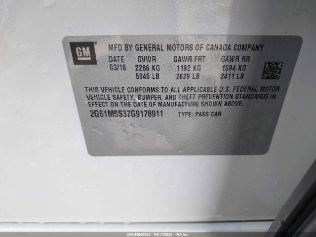 2016 CADILLAC XTS 2G61M5S37G9178911 Photo 8