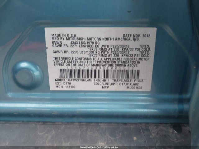 2013 MITSUBISHI OUTLANDER SPORT 4A4AP3AU9DE009932 Photo 8