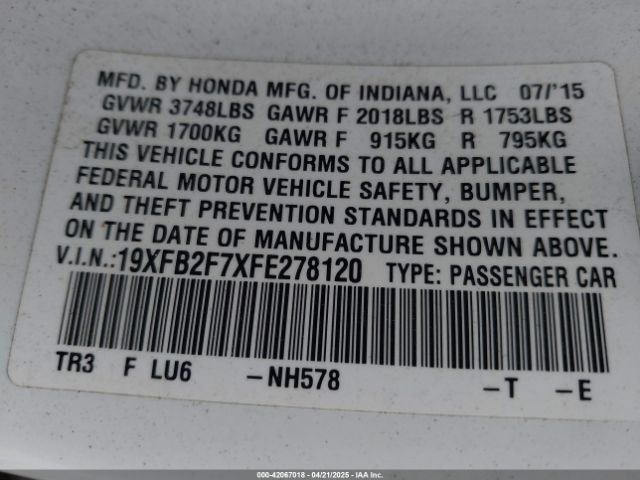19XFB2F7XFE278120 Honda CIVIC SE