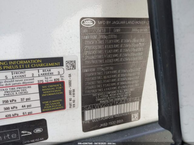 SALWV2SV1KA418184 Land Rover Range Rover Sport Hse Dynamic