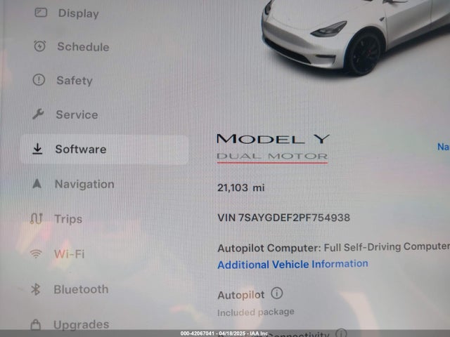 7SAYGDEF2PF754938 Tesla Model Y Performance Dual Motor All-wheel Drive