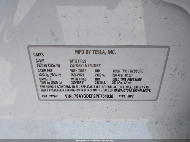 2023 TESLA MODEL Y 7SAYGDEF2PF754938 Photo 8