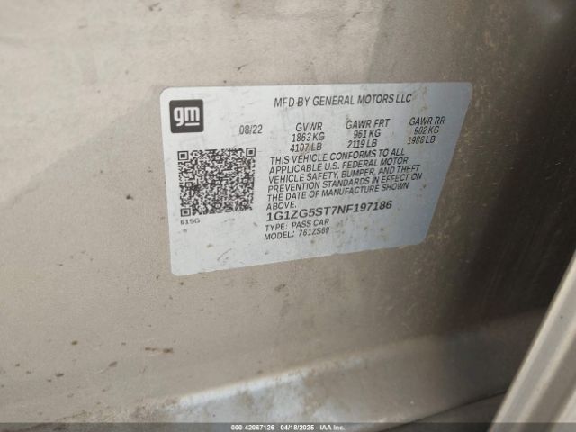 1G1ZG5ST7NF197186 Chevrolet Malibu Fwd Rs
