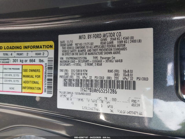 1FATP8EM6G5251286 Ford Mustang V6