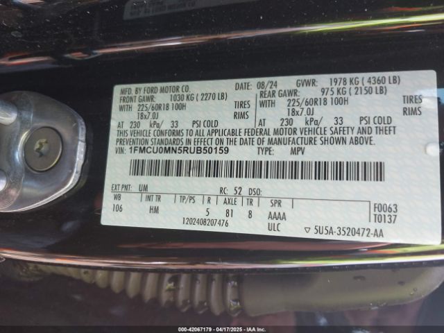 1FMCU0MN5RUB50159 Ford Escape St-line