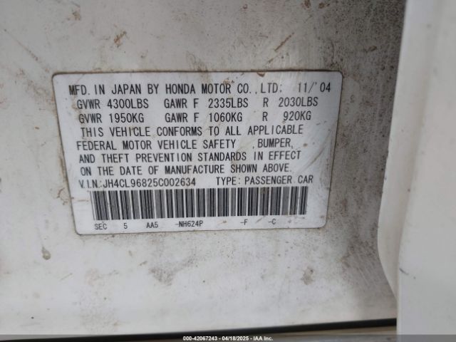 2005 ACURA TSX JH4CL96825C002634 Photo 8