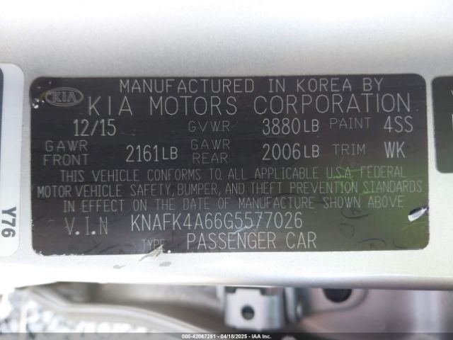 KNAFK4A66G5577026 KIA FORTE LX