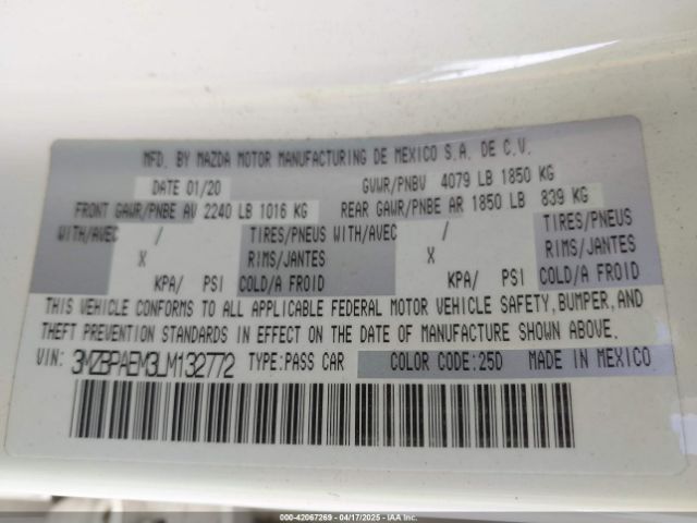 3MZBPAEM3LM132772 Mazda Mazda3 Premium Package