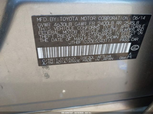 JTHBF1D20E5043111 Lexus IS 250