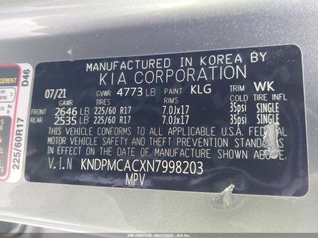 KNDPMCACXN7998203 KIA Sportage Lx