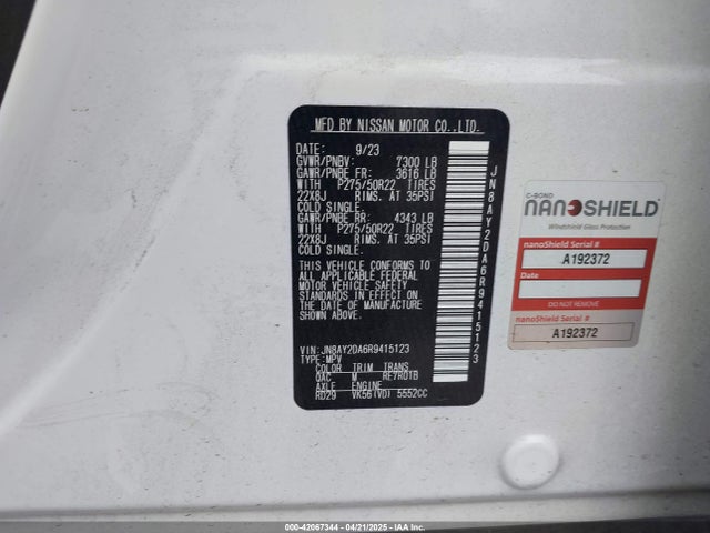 JN8AY2DA6R9415123 Nissan Armada Platinum 2wd