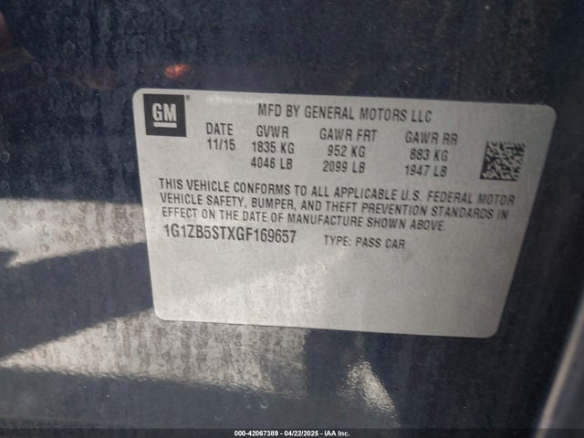 1G1ZB5STXGF169657 Chevrolet MALIBU LS