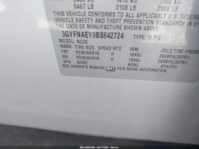 2011 CADILLAC SRX 3GYFNAEY9BS642724 Photo 8