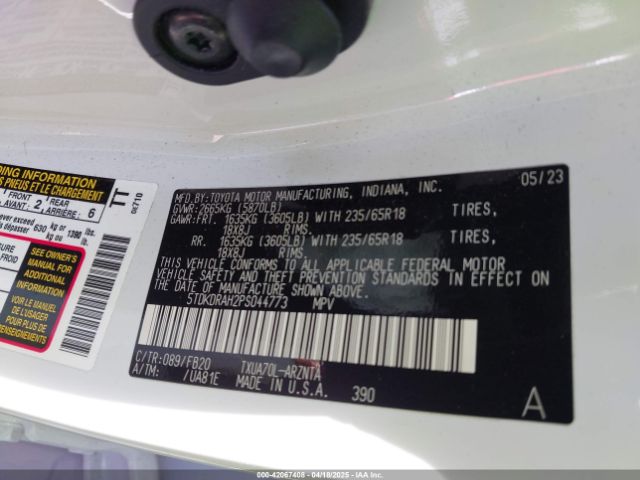 5TDKDRAH2PS044773 Toyota Highlander L