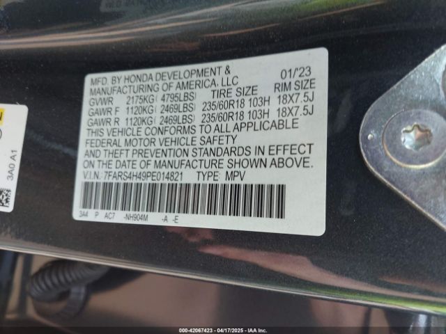 7FARS4H49PE014821 Honda Cr-v Ex Awd