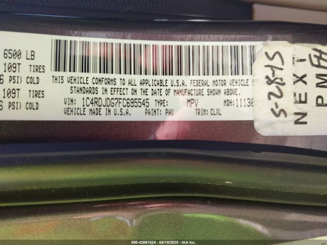 1C4RDJDG7FC695545 Dodge DURANGO LIMITED