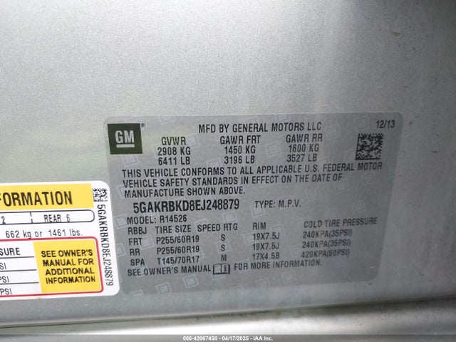 5GAKRBKD8EJ248879 Buick Enclave Leather
