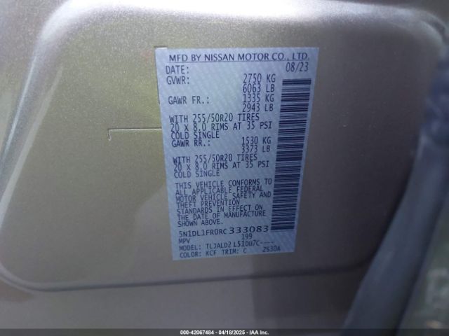 5N1DL1FR0RC333083 Infiniti QX60 LUXE