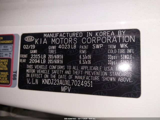KNDJ23AUXL7024951 KIA SOUL LX