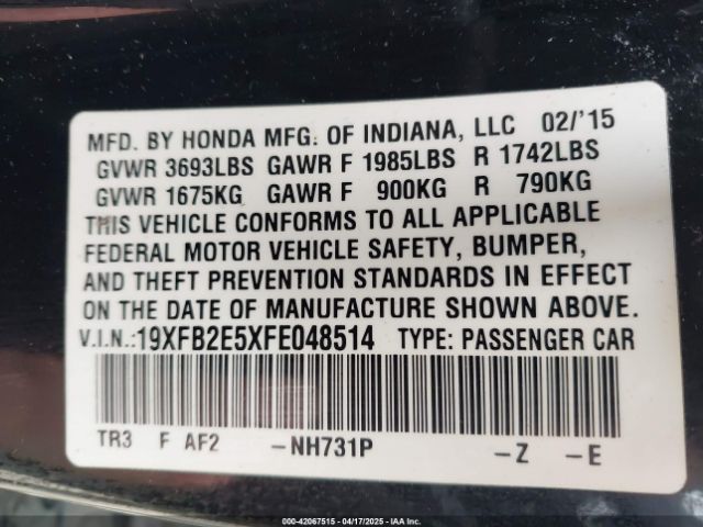 19XFB2E5XFE048514 Honda Civic Lx