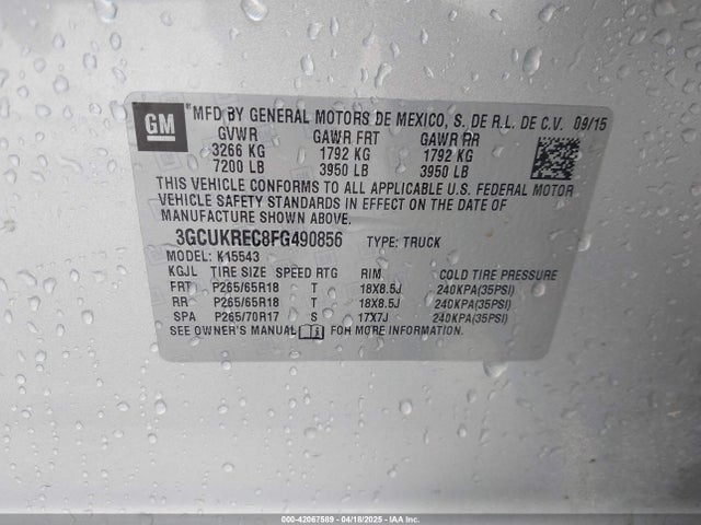 Chevrolet Silverado 1500 2lt 2015 3GCUKREC8FG490856 Image 9