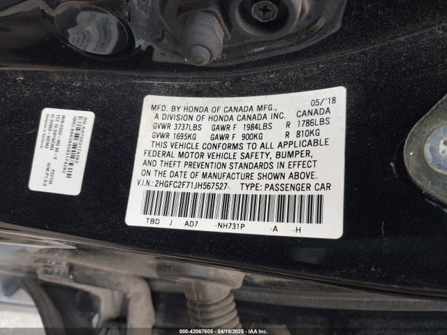 Honda CIVIC EX 2018 2HGFC2F71JH567527 Image 25