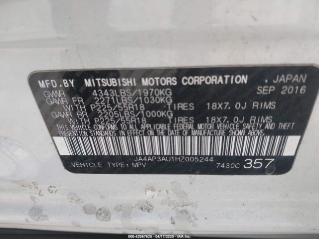 2017 MITSUBISHI OUTLANDER SPORT JA4AP3AU1HZ005244 Photo 8