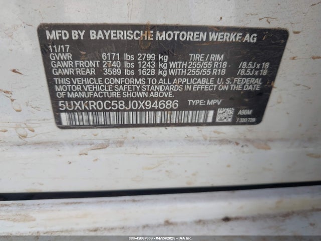 5UXKR0C58J0X94686 BMW 2018