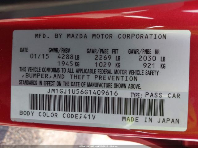 JM1GJ1U56G1409616 Mazda Mazda6 I Sport