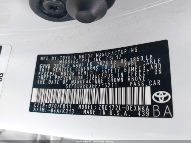 5YFBURHEXHP715211 Toyota COROLLA LE