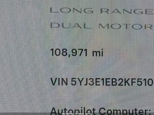 5YJ3E1EB2KF510398 Tesla Model 3 Long Range/performance