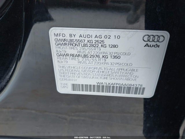 2010 AUDI Q5 WA1LKAFP6AA084378 Photo 8