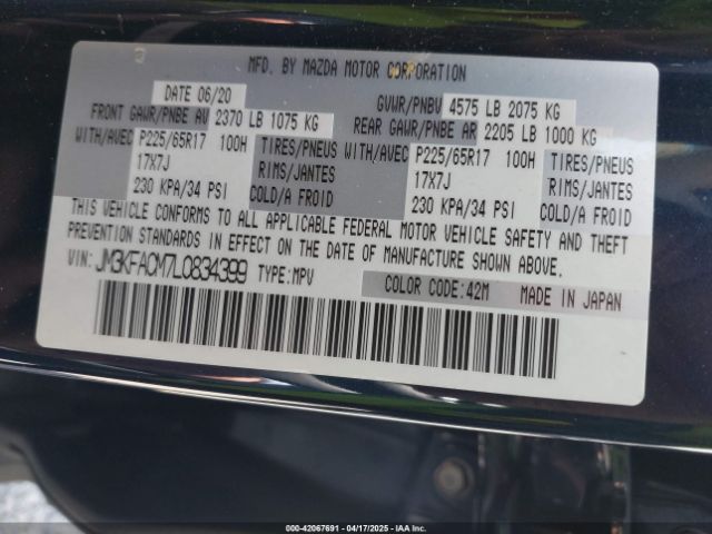 JM3KFACM7L0834399 Mazda Cx-5 Touring