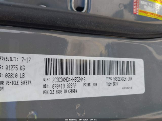 2C3CDXHG4HH652448 Dodge Charger Sxt Rwd