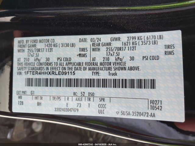 1FTER4HHXRLE09115 Ford Ranger Xlt