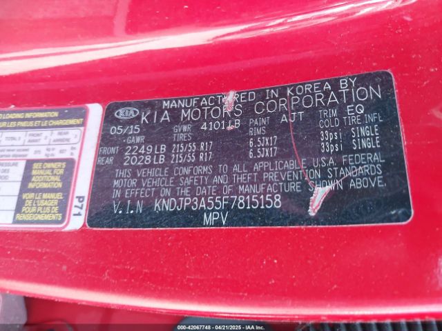 KNDJP3A55F7815158 KIA SOUL +