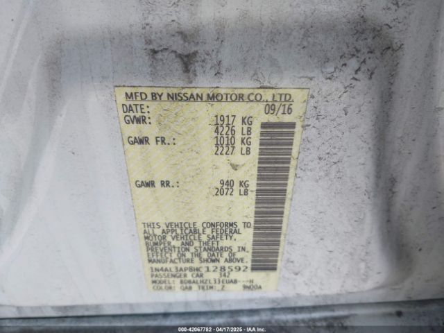 1N4AL3AP8HC128592 Nissan Altima 2.5 Sr