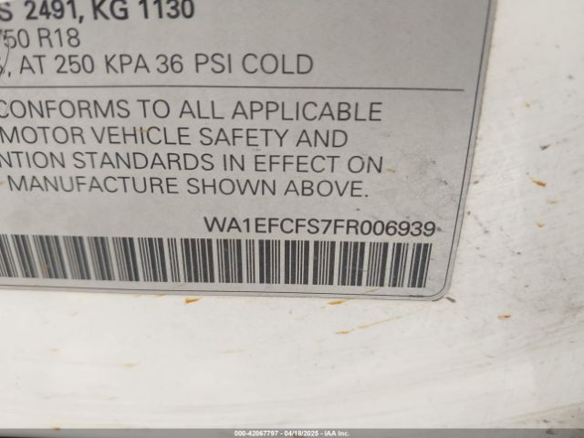 2015 AUDI Q3 WA1EFCFS7FR006939 Photo 8