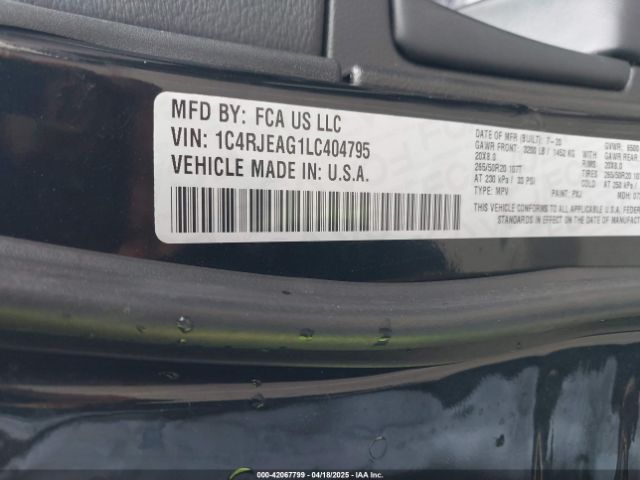1C4RJEAG1LC404795 Jeep Grand Cherokee Altitude 4x2