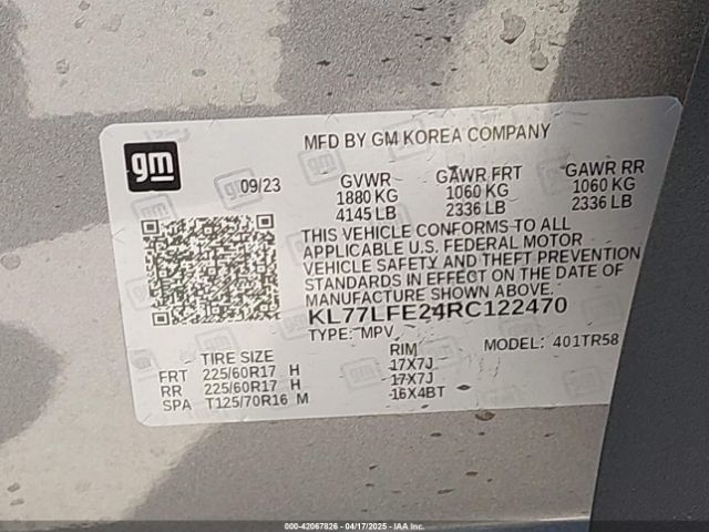 KL77LFE24RC122470 Chevrolet Trax Fwd Sp