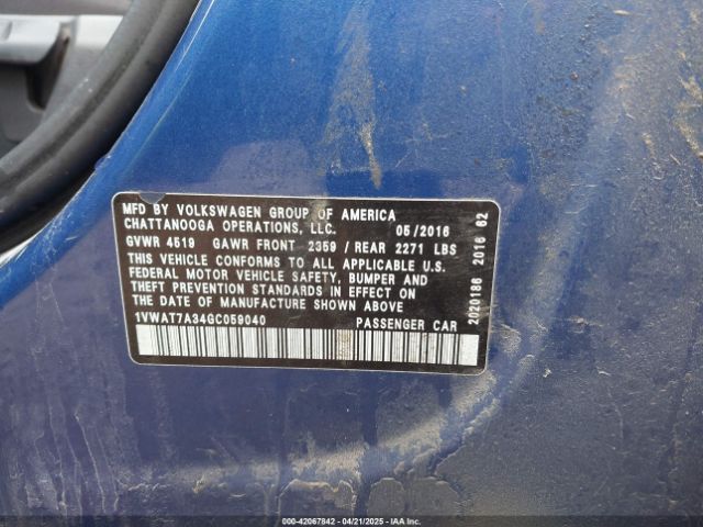1VWAT7A34GC059040 Volkswagen Passat 1.8t R-line