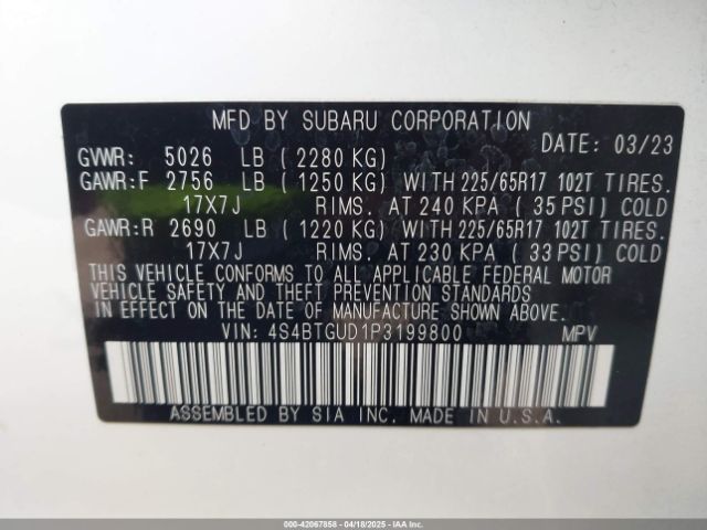 4S4BTGUD1P3199800 Subaru Outback Wilderness